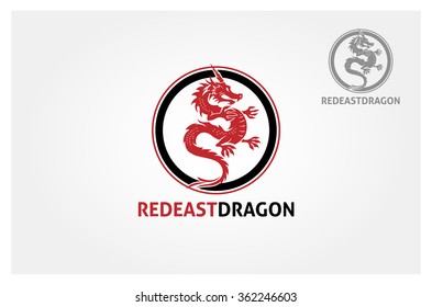 Red east Dragon Vector Logo Template. Vector illustration of stylized red dragon logo.