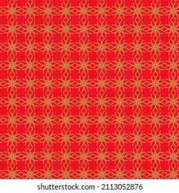 Red East Pattern. Asia Japanese Pattern Element. Yellow China Gold Texture. Red Korean Japanese Design. Red Seamless East Background. Asian Vector New Year Background. Chinese Seamless Japan Pattern.