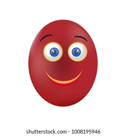 Red Easter Egg Cartoon Mascot Character. Vector Illustration Flat Design Isolated On White Background
