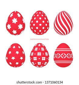 Red Easter Egg Collection isolated on white background
