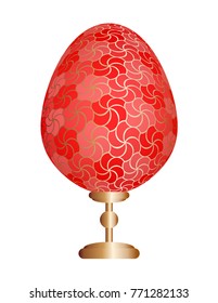 Red easter egg with gold floral pattern.