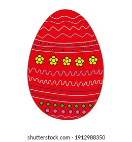 Red easter egg. Easter egg Hand drawn decorative element in vector. Easter Themes. Doodle egg