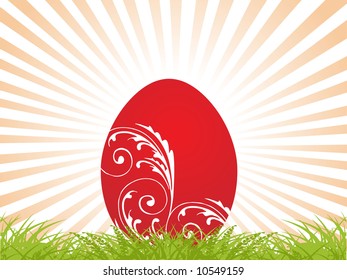 red easter egg on abstract background vector illustration