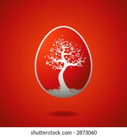 Red Easter egg on red background