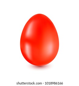 Red Easter Egg on a white background with a light shadow