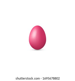 Red Easter egg with texture, realistic effect on white background. Vector isolated illustration with icon of egg. For web design, banners, greeting cards, posters, decorating storefront, wrapping.