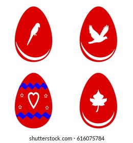 red Easter eggs with shapes vector