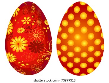 Red Easter`s eggs isolated on white background (vector)
