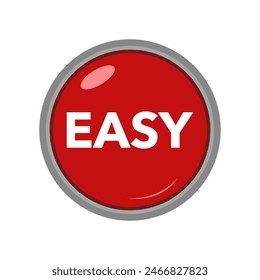 Red easy internet button on white background.