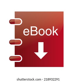 a red ebook with text and an arrow on a white background