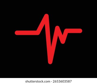 Pulso de clipart de linha de batimento cardíaco ECG vermelho, ritmo e cardiologia gráfico, vetor EPS arquivo totalmente editável.