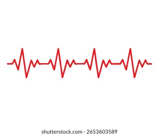 Pulso de clipart de linha de batimento cardíaco ECG vermelho, ritmo e cardiologia gráfico, vetor EPS arquivo totalmente editável.