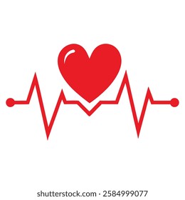 red ecg heartbeat lines with hearts collection with vector design.