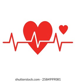 red ecg heartbeat lines with hearts collection with vector design.