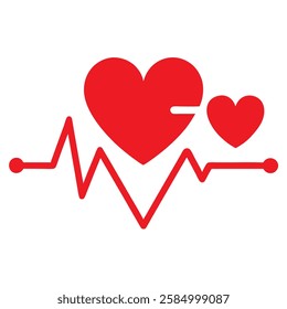 red ecg heartbeat lines with hearts collection with vector design.