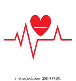 red ecg heartbeat lines with hearts collection with vector design.