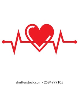 red ecg heartbeat lines with hearts collection with vector design.