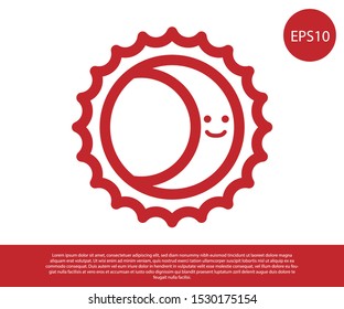 Red Eclipse of the sun icon isolated on white background. Total sonar eclipse.  Vector Illustration