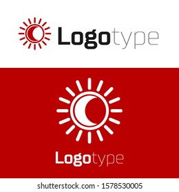 Red Eclipse of the sun icon isolated on white background. Total sonar eclipse. Logo design template element. Vector Illustration