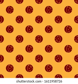 Red Eclipse of the sun icon isolated seamless pattern on brown background. Total sonar eclipse.  Vector Illustration