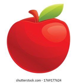 Red eco apple icon. Cartoon of red eco apple vector icon for web design isolated on white background