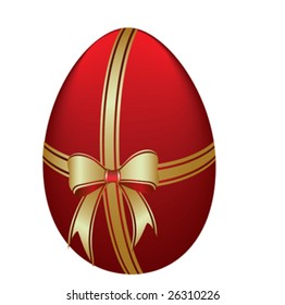 red egg and gold bow