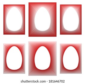 Red egg shaped frame collection - vector version
