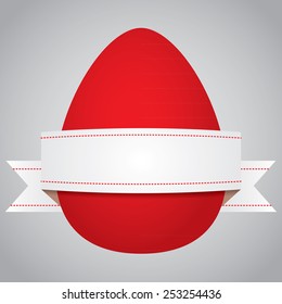 Red egg with white flat ribbon
