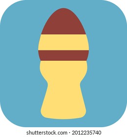 Red egg in yellow egg holder, illustration, vector on a white background.
