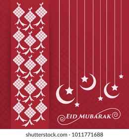 Red Eid mubarak greeting card