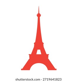 Ilustración plana de la torre Eiffel roja, Vector moderno del Lugar famoso de París para el viaje, cultura de Francia, diseño arquitectónico