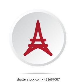 Red Eiffel Tower icon on white web button
