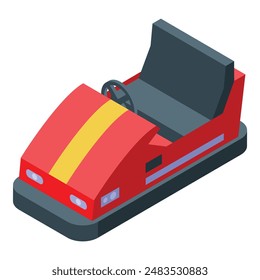 Red electric bumper car waiting for the next ride in an amusement park