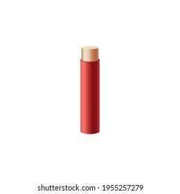 Red electric cable with cut off end, layer of insulation for wire