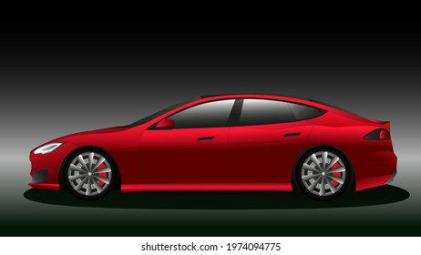 Red Electric Car vector illustration