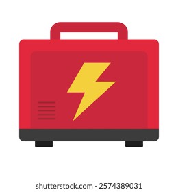 Red electric generator icon. Vector.