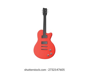 a red electric guita icon 3d render illustration