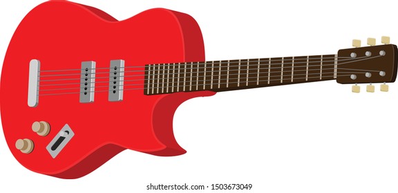 Red electric guitar in 3D vector icon