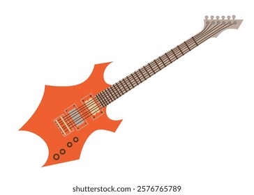 Red electric guitar in clip art style. Isolated vector illustration for your design