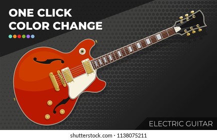 Red Electric Guitar. Isolated and Layered Object, Easy Color Change. Vector EPS10