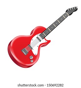 red electric guitar isolated on white