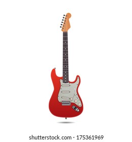 Red Electric Guitar Isolated On White Background