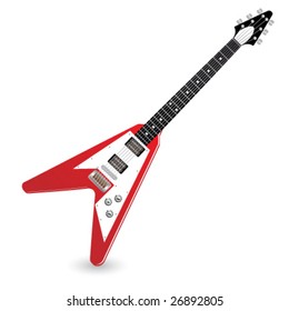 red electric guitar isolated on white