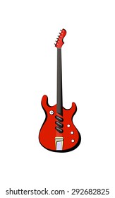 Red Electric Guitar isolated on white background, vector illustration