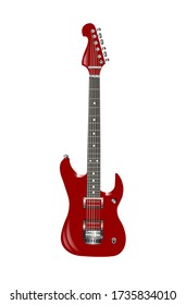 Red electric guitar. Isolated vector.