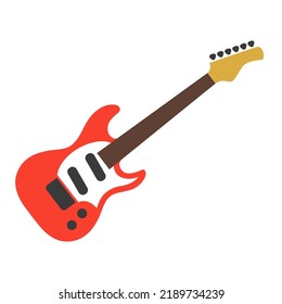 Icono simple de guitarra eléctrica roja ilustración vectorial aislada en blanco