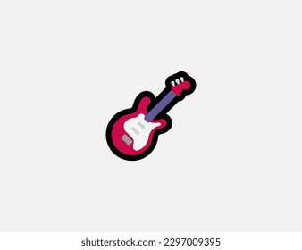 Red electric guitar vector icon. Emoji illustration. Isolated guitar vector emoticon