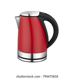 Red Electric Kettle. Vector Illustration.