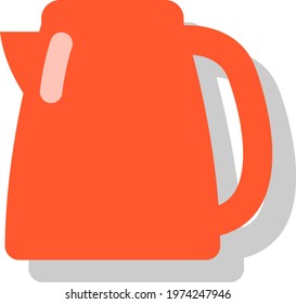 Caldera eléctrica roja, ilustración de icono, vector sobre fondo blanco