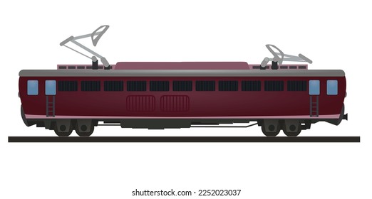 Red electric locomotive. vector illustration